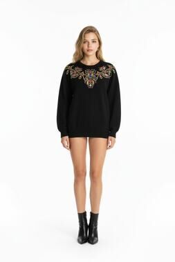 Lindsey Blake Vintage Bejeweled Embellished Embroidered Tunic Sweater Size L